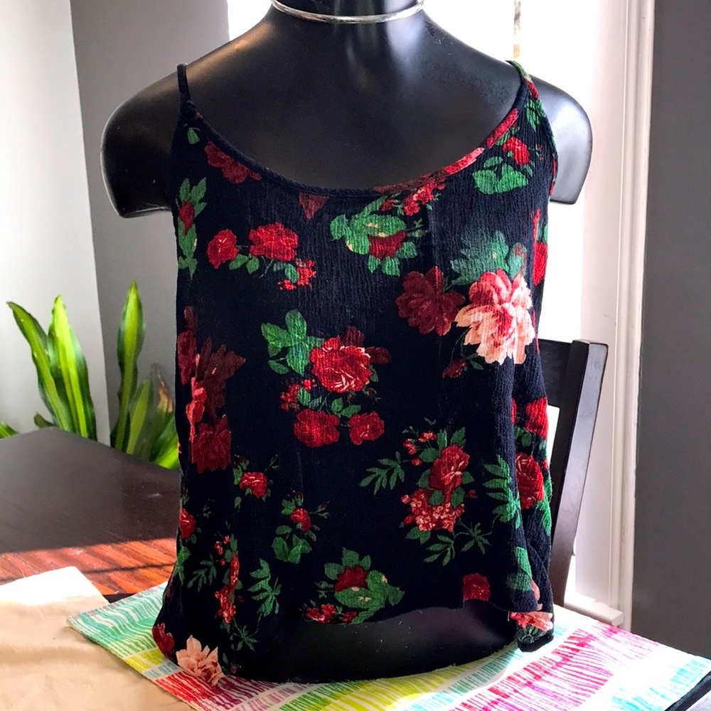Black floral, size L, adjustable strips, ambiance apparel